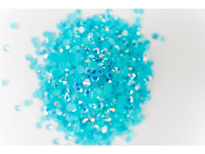 Aqua Blue AB Jelly Resin Flatback Rhinestones