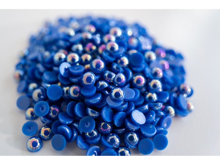 Blue AB Flatback Pearls