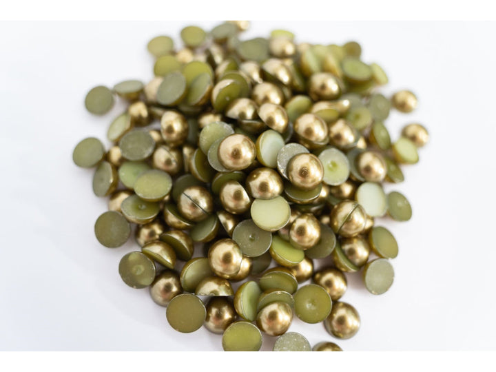 Deep Olive Green Flatback Pearl