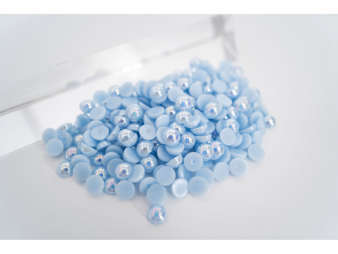 Baby Blue AB Half Faux Pearls, Crafting Pearls