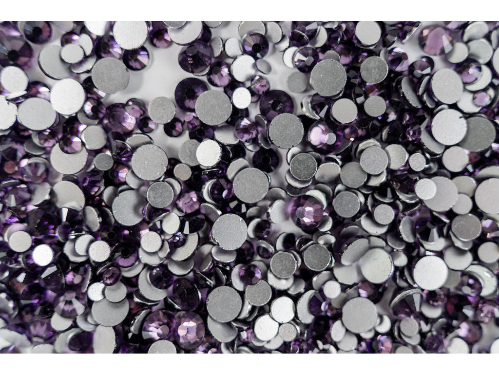 Violet Flatback Rhinestones; Mixed Size