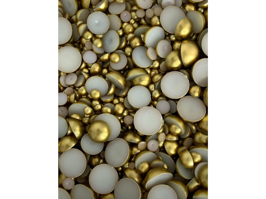 Matte Antique Gold Half Round Pearl