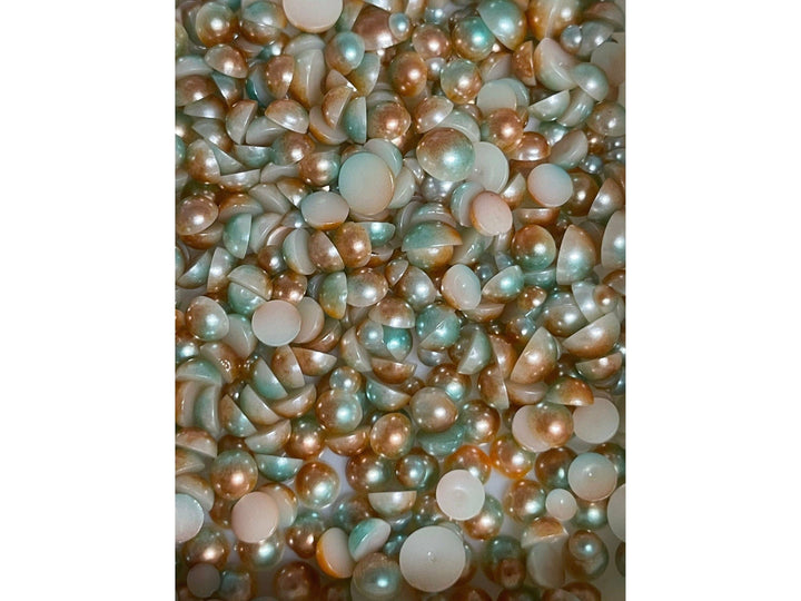 Aqua and Tan Ombre Flatback Pearl