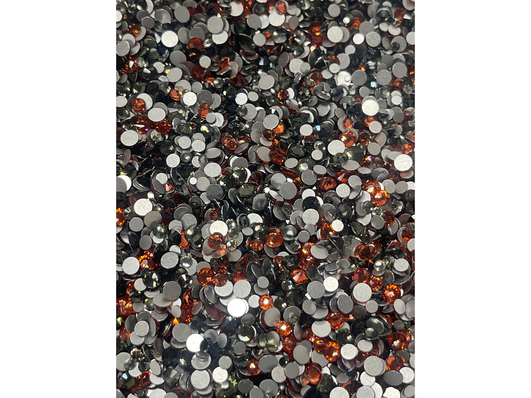 Black Diamond Padparadscha Glass Rhinestone Mix