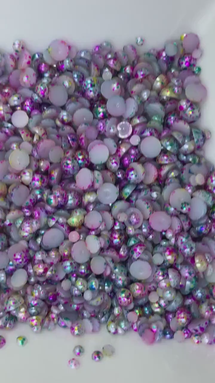 Rainbow Confetti Flatback Pearl