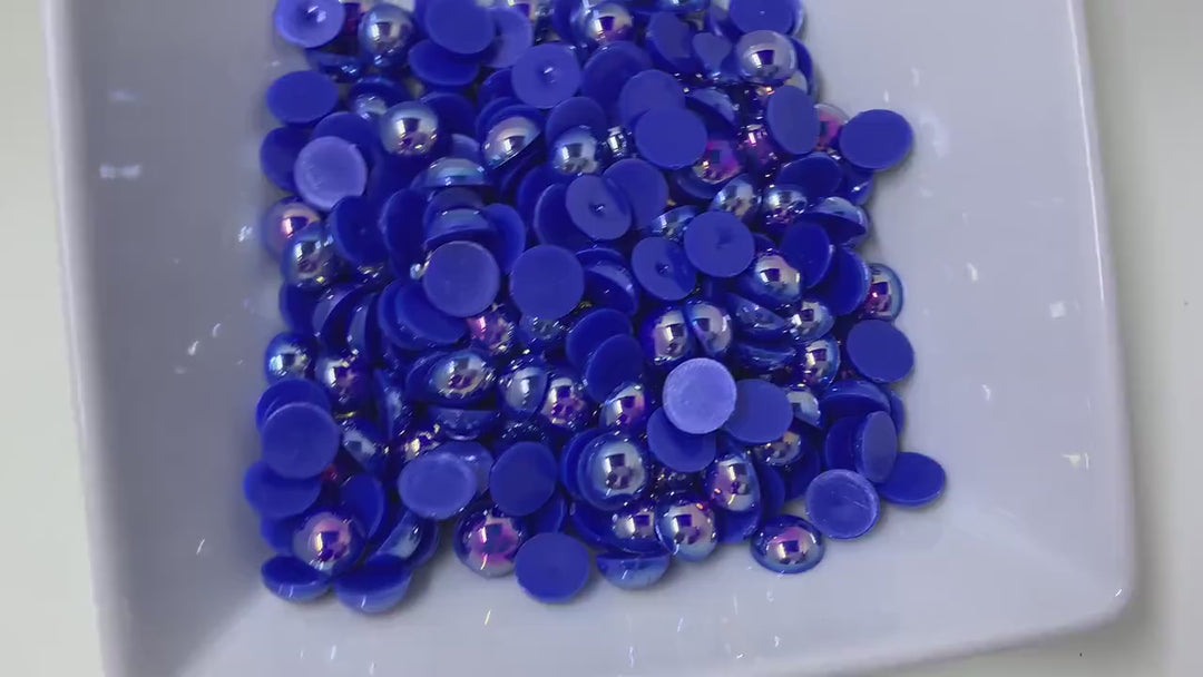 Blue AB Flatback Pearls