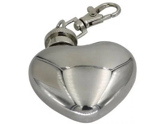 Mini Flask Heart Shaped Keychain