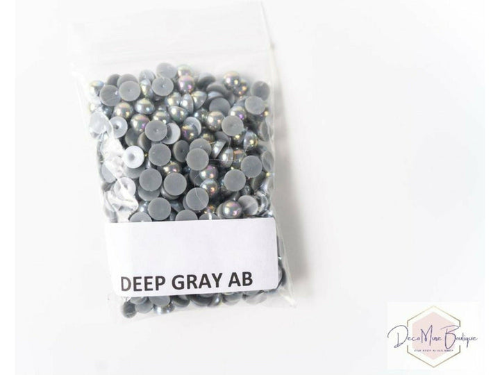 Deep Gray AB Flatback Pearl