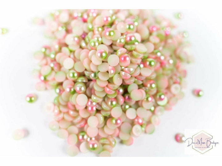 Pink and Green Ombre Flatback Pearl