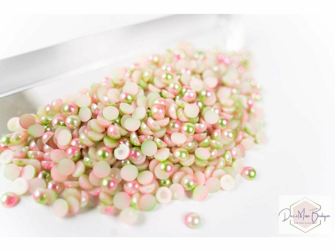 Pink and Green Ombre Flatback Pearl
