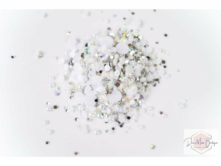 White Diamond Pearl & Rhinestone Mix