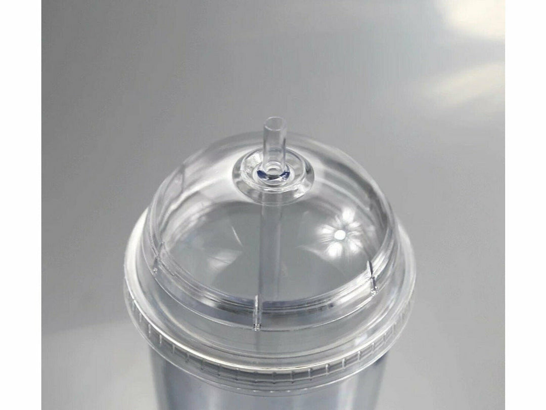 Pre- Drilled Double Wall Tumbler, Clear Lid/Straw – REMA