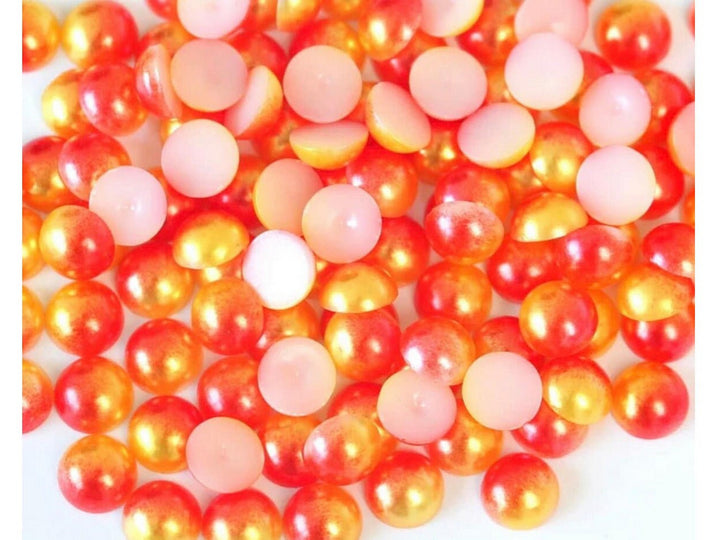 Orange and Yellow Ombre Half Round Flatback Pearl