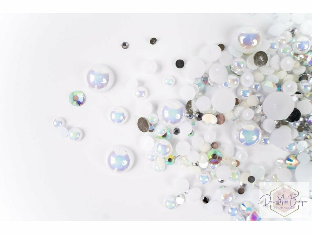 White Diamond Pearl & Rhinestone Mix