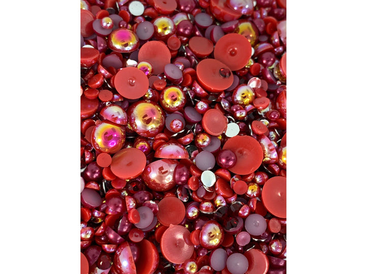 Raspberry Pearl and Rhinestone Mix