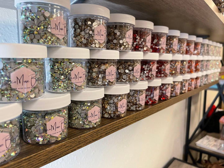 Scatter Jars; Glass Rhinestones Mixed Size