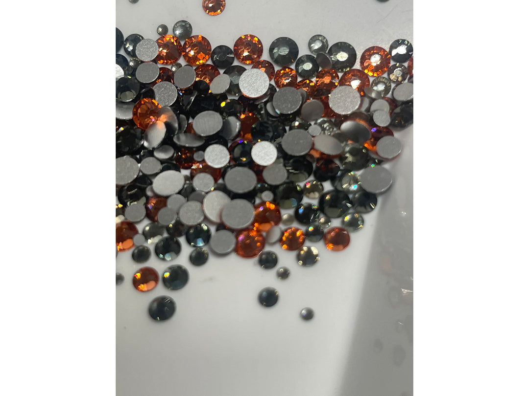 Black Diamond Padparadscha Glass Rhinestone Mix