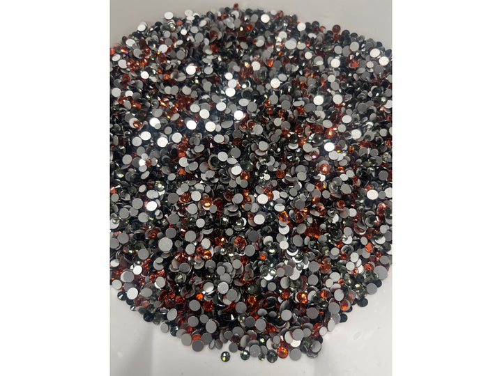 Black Diamond Padparadscha Glass Rhinestone Mix
