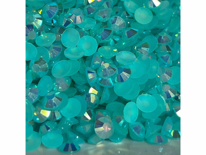 Aqua Green AB Jelly Resin Flatback Rhinestones